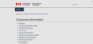 screenshot showing IRCC website home page